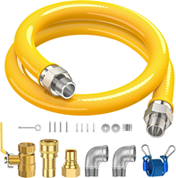Manguera Flexible de Goma para Gas Natural de 3/4 Pulgadas de Alta Calidad, Superficie Lisa, Conexiones de Latón para Cocina Comercial al Aire Libre