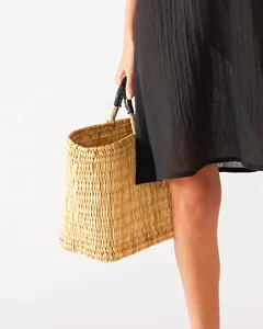 Minimoroccolism กระเป๋าแฟชั่นย้อนยุคสไตล์โบฮีเมียนสำหรับผู้หญิงกระเป๋าตลาดกลางทำจากหนังสานมือจับช้อปปิ้งปิกนิก - Product Image 2