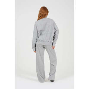 Sweat-shirts en molleton de coton vierges en gros, coupe ample, avec logo personnalisé, col rond, pour femme - Product Image 2