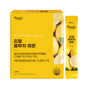 Té fermentado Funeat Real Kombucha Lemon Detox, el más vendido, con probióticos para adelgazar y suplemento para el bienestar y la salud. - Product Image 1