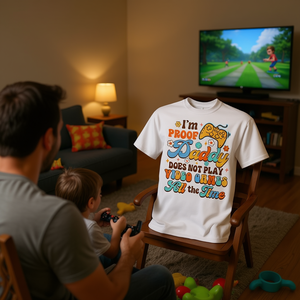 T-shirt pour papa de joueur de jeux vidéo pour enfants, avec inscription « Je prouve que papa ne joue pas à des jeux vidéo tout le temps » - Product Image 3