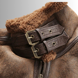 Chaqueta Bomber de Cuero Cálida de Alta Calidad para Hombre, Chaqueta Bomber B3 Clásica de Moda de Primera Calidad, Piel de Oveja Genuina - Product Image 4