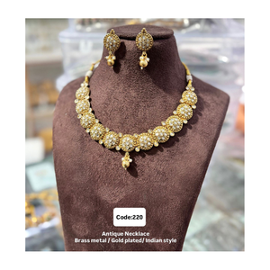 Ensemble de collier antique indien luxueux avec boucles d'oreilles pour femmes bijoux de mariée et de fête parfaits en forte demande mondiale - Product Image 1