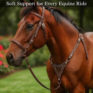 Headstall et cuirasse de cheval en cuir occidental de haute qualité avec coutures de couleur blanche et raccord en laiton - Product Image 2