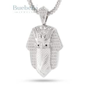 Luxury Iced Out Egyptian Bandana Pharaoh <b>Pendant</b> <b>Necklace</b> Cuban Link Hip Hop Chain for <b>Men</b> Rapper Style Diamond - Product Image 4
