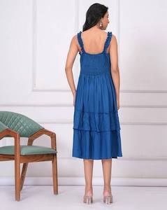 Look de vacances femmes dame été sans manches col carré grande taille été Sexy femmes Midi longueur robe Maxi à plusieurs niveaux pour les femmes - Product Image 2