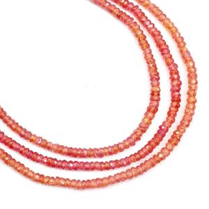 ลูกปัดแซฟไฟร์สีส้มทรงกลมจากธรรมชาติขนาด16นิ้วลูกปัดพลอยยาว2-3มม. ได้รับการรับรองจาก100% - Product Image 3