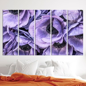 Affiche décorative murale sur toile avec motif de fleur d'anémone violette imprimée, 5P: Gallery Wrapped - Product Image 1
