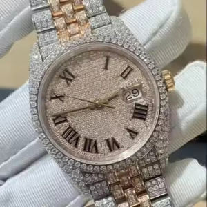 Montre analogique à quartz de luxe pour homme avec lunette en moissanite véritable, montre haut de gamme pour les réunions d'affaires et les soirées - Product Image 4