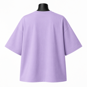 Camiseta Morada Oversize para Mujer, de Algodón, Casual, Holgada, Cuello Redondo, Manga Corta, Estampada, para Verano - Product Image 2