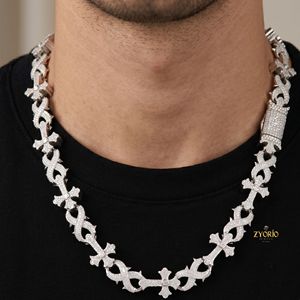 925 Silver Iced Out Gothic Cross Link Chain <b>Necklace</b> Diamond Look Luxury <b>Statement</b> <b>Necklace</b> - Product Image 2