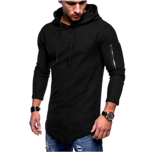 Ropa de invierno transpirable Moda para hombre Sudadera con capucha alargada PullOver Algodón Fleece Biker Design Sudaderas con capucha alargadas - Product Image 5