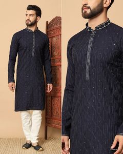 <b>Mens</b> Traditional <b>Festival</b> <b>Wear</b> Rayon Chikan Work Kurta With Cotton Paijama Set by Export in India the 2025 - Product Image 6