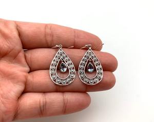 Boucles d'oreilles classiques faites à la main 925 bijoux en argent massif pour femmes 925 argent Sterling bleu topaze pierres précieuses Boho Style boucles d'oreilles cadeau - Product Image 4