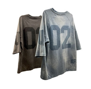 Camiseta de Hombre de Estilo Urbano, Personalizada, Desgastada, con Hombros Caídos, Lavado Ácido Vintage, Corte Regular, 100% Algodón, Secado Rápido - Product Image 2