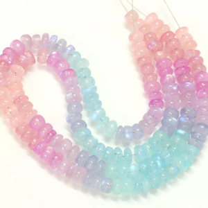 Natural Flashy <b>Rainbow</b> Moonstone Smooth Rondelle Beads, 6-9 mm Multi Color <b>Rainbow</b> Moonstone Smooth rondelle Bead, AAA Quality - Product Image 4