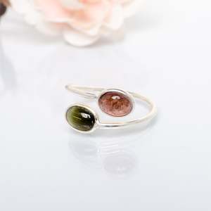 Anillos de Turmalina Natural con Forma Ovalada, Plata de Ley 925, Cabujón, Anillos Hechos a Mano con Piedra Natural, Joyería de Moda para Mujer - Product Image 1