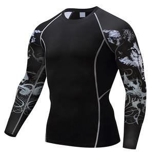 Spandex sublimé/Polyester Rash Guard Chemise de compression imprimée sur mesure Anti-Bactérien Respirant BJJ Training Men's OEM - Product Image 1