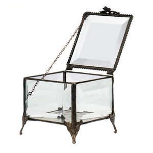 Glass and Brass Square Shape Bevelled <b>Box</b> Jewelry and Ring Earing Storage <b>Box</b> With 4 Legs Black Finished <b>Wedding</b> Decorative Gift - Product Image 4