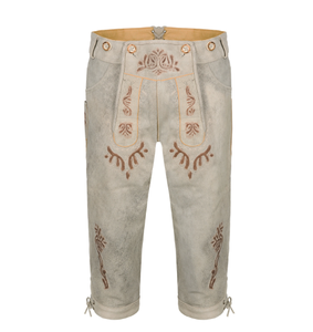 Pantalones de cuero de gamuza de cabra Lederhosen 100% bávaro para hombre con cierre de mosca de botón, pantalones cortos hasta la rodilla Lederhosen tradicionales alemanes personalizados - Product Image 4