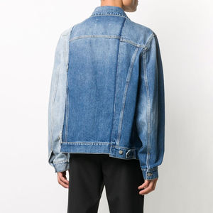 แจ็กเก็ตผ้าเดนิมแบบทูโทนสีแนวสตรีทสำหรับผู้ชายฤดูใบไม้ร่วงผ้าคอตตอน100% ระบายอากาศได้ดีปักโลโก้ตามสั่ง - Product Image 5