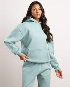 Calidad Premium al por mayor cielo azul hombro caído mujeres 365 ajuste relajado Sudadera con capucha antiarrugas y transpirable sudaderas con capucha en blanco para mujeres - Product Image 6