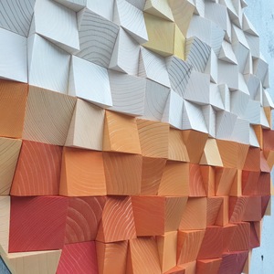 Diffuseur de son Cube en bois massif 3D fait à la main Panneau décoratif mural vert personnalisable Home Wood Art Wall Art Decor - Product Image 4