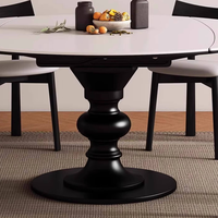 Table à manger extensible en bois massif de style chinois moderne avec 4 chaises, plateau en pierre durable, mobilier de maison pour usage hôtelier