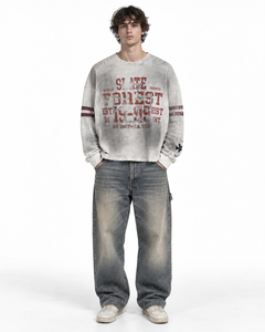 Custom Clothing Manufacturer <b>Men</b> Waffle Knit <b>Thermal</b> Long Sleeve T Shirt Vintage Wash Sun Fade Cropped Crew Neck Streetwear <b>Top</b> - Product Image 5