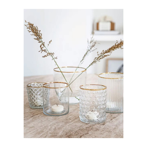 New Collection Different Glass Votive Holders with Gold Ring - Product Image 6
