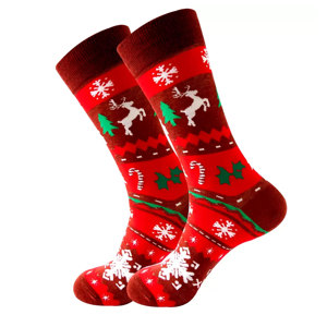 Calcetines con estampado navideño unisex de longitud media para hombre, calcetines cálidos de secado rápido de algodón peinado informales coloridos y frescos - Product Image 1