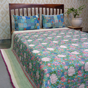 Hôtel King Size Couette Main Bloc Imprimé Coton Biologique Voile Tissu 100% Coton Remplissage Doux Confortable Approvisionnement En Vrac - Product Image 3