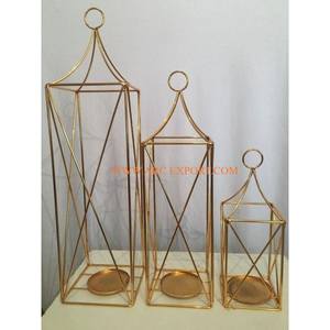 Juego de 3 centros de mesa de madera y aluminio, 3 piezas, decoración de mesa, diseño atractivo, centro de mesa de decoración de fiesta elegante chapado en oro - Product Image 2