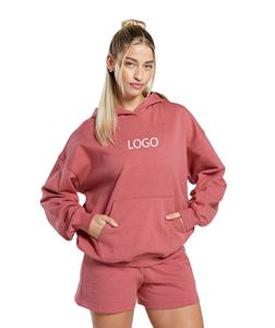 Nouveau surdimensionné de haute qualité Logo personnalisé pulls à capuche femmes 500GSM Fitness & Jogging porter poche kangourou sweats à capuche - Product Image 1