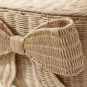 Adorable Cesta de Almacenamiento de Ratán con Bonito Detalle de Lazo, Organizador de Guardería de Pasto Marino Natural, Ecológico, Ligero, Duradero, OEM, ODM - Product Image 2