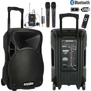 Lastvoice LS-P1915EX 1200 Watt 15-Inch Trolley Speaker Kit with 3 UHF <b>Wireless</b> <b>Microphones</b> 5000-8000mAh Battery & Remote Control - Product Image 2
