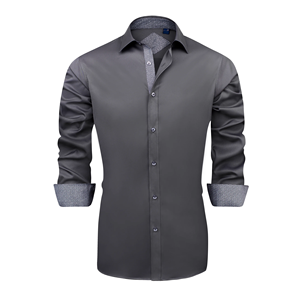 Chemises habillées pour hommes en gros, design personnalisé, manches longues, couleur unie, décontractées pour le bureau, respirantes, 100% coton, écologiques - Product Image 6