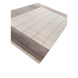 Alfombra de Lana a Rayas Color Marfil Tesoro, Rectangular Grande de 9x12, Diseño Aubusson Tejido a Mano para Entrada, Pasillo, Material de Poliéster - Product Image 2