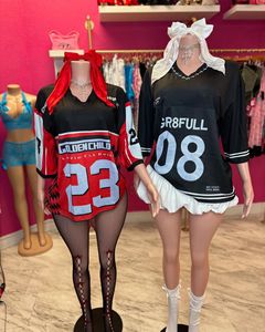 Nueva moda de empalme para mujer, estampado de malla, ropa deportiva, suéter, camiseta de fútbol de manga corta - Product Image 5