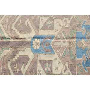 Vintage Turkish Rug 12.9x17.9 ft, <b>Brown</b> Check <b>Wool</b> Rug - Product Image 5