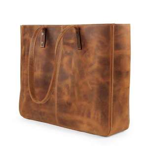 Sac fourre-tout en cuir véritable fait à la main pour femmes filles Portable voyage d'affaires travail sac à bandoulière grande capacité résistant à l'eau pour - Product Image 4