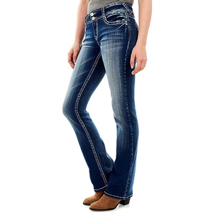 Fabricante al por mayor de pantalones vaqueros de las mujeres del estilo de carga de las mujeres de alta calidad Pantalones vaqueros de las mujeres con etiqueta personalizada - Product Image 1