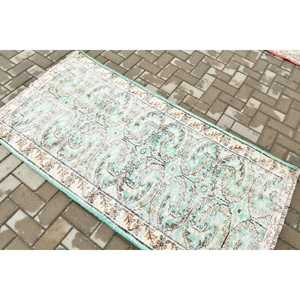 พรมตุรกีขนาด 3.1x6.1 ฟุต ลายดอกไม้สีเขียว พรมวินเทจทำจากขนสัตว์ - Product Image 4