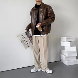 Elegant Vintage Motorcycle Pu Leather <b>Jacket</b> for <b>Men</b> Trendy Style Cropped Leather <b>Jacket</b> Casual Loose Fit Fall <b>Winter</b> <b>Jacket</b> - Product Image 4