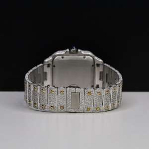 Diseñador cuadrado Moissanite diamante reloj acero inoxidable pulido zafiro cristal helado esfera lujo moderno moda regalo amantes - Product Image 3