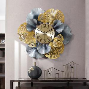 Luxury Gray and Gold Floral Metal <b>Wall</b> <b>Clock</b>, <b>3D</b> Decorative <b>Wall</b> Timepiece for Living Room, Bedroom, Hallway & Wedding Gifts - Product Image 2