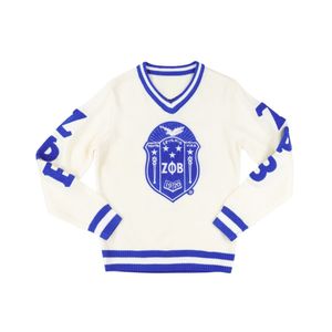 Maglione alla rinfusa Zeta Phi Beta maglia con scollo a V in avorio Pullover all'ingrosso abbigliamento greco collegiale personalizzato 30% lana 70% acrilico - Product Image 1