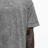 T-shirt pour homme gris foncé à épaules tombantes délavées à l'acide à vendre avec logo et design personnalisés à bas prix Vente en gros OEM