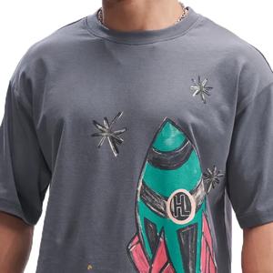 เสื้อยืดผู้ชายวินเทจสำหรับฤดูร้อนคุณภาพสูงผ้าคอตตอน100% ระบายอากาศสีดำสไตล์ฮิปฮอปไซส์ใหญ่พิเศษ - Product Image 5