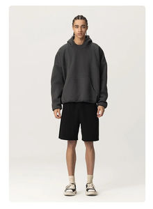 Sweat-shirts à capuche pour hommes, coupe ample et oversize, personnalisables avec logo, pour l'hiver, en molleton épais 400G, couleur unie, style streetwear décontracté - Product Image 3